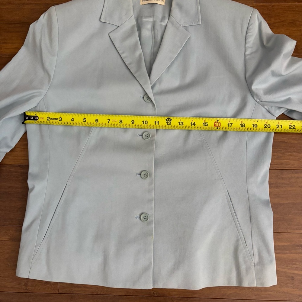 VTG Y2K Valerie Stevens Blue Cotton Blazer Jacket Sz 14 - Picture 6 of 9